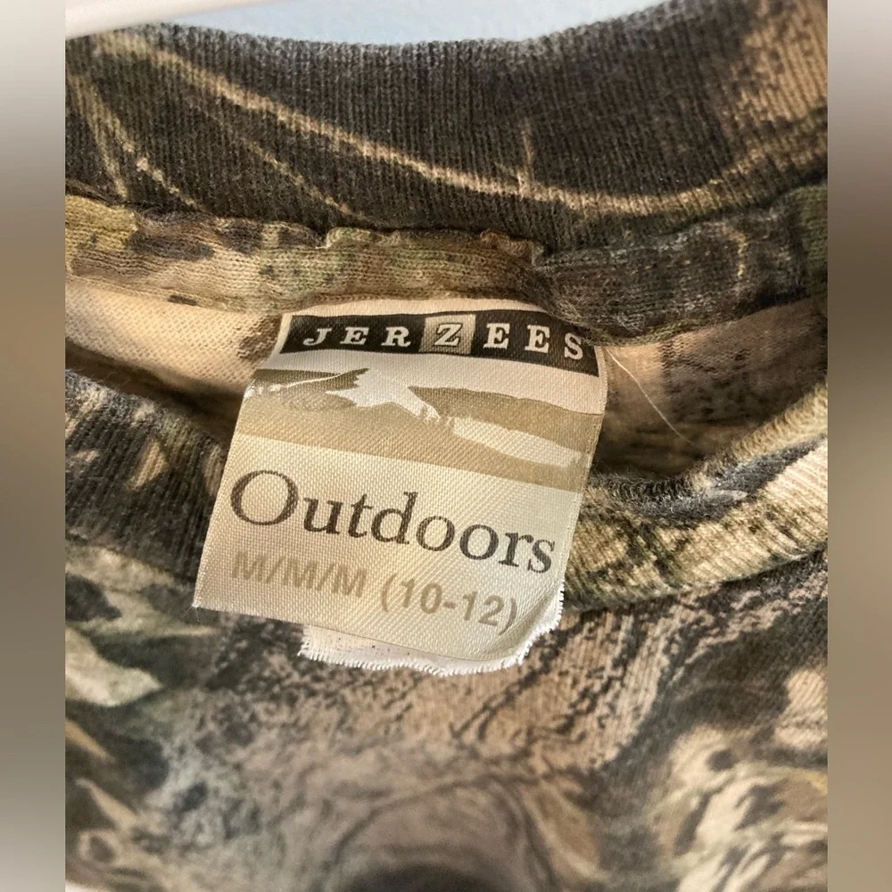 Vintage Jerzees Youth T Shirt M Mossy Oak Camo Hunting Forest Outdoors 90s Y2K